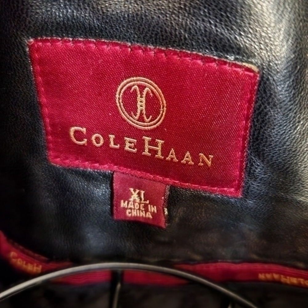 Cole Haan XL Moto Jacket Zip Out Removable Quilted Liner Leather Pockets‎ Collar - Picture 2 of 8